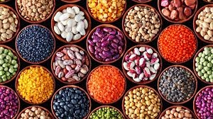 Pulses in bowls colourful